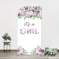 Aperturee - Violet Purple Flower Arch Girl Baby Shower Backdrop