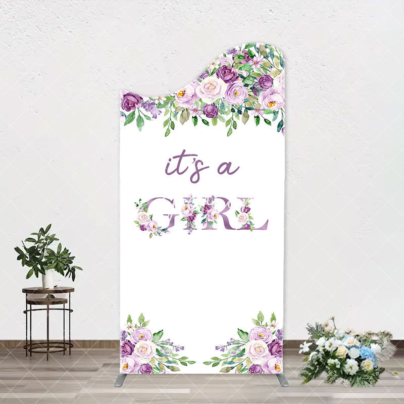 Aperturee - Violet Purple Flower Arch Girl Baby Shower Backdrop