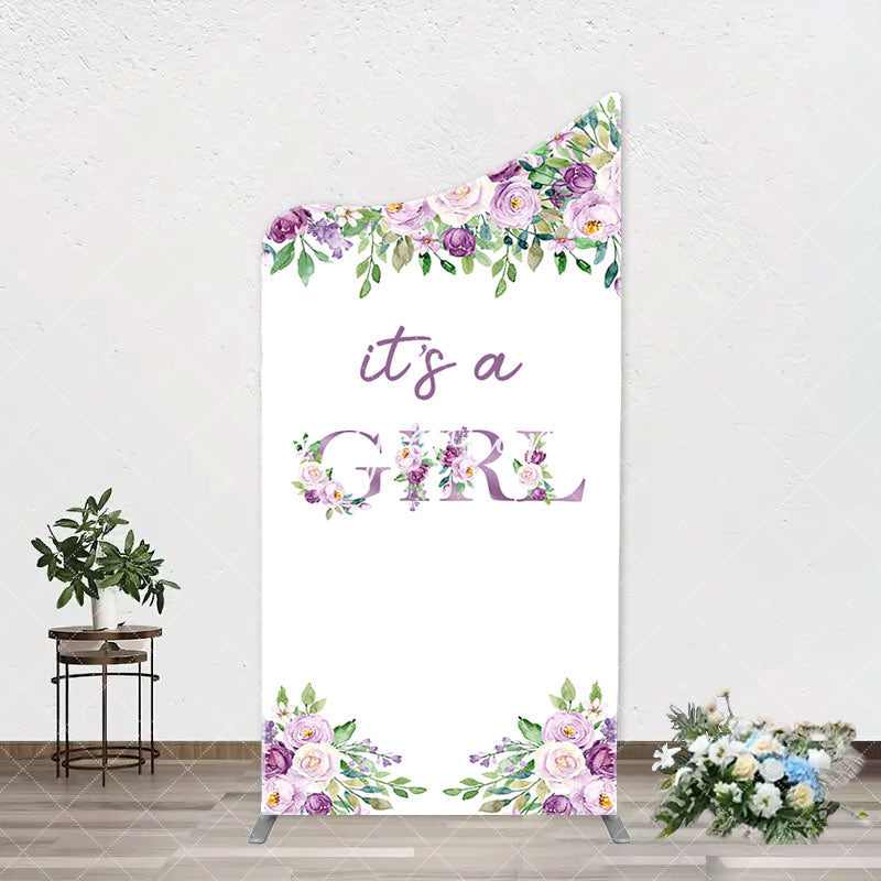 Aperturee - Violet Purple Flower Arch Girl Baby Shower Backdrop