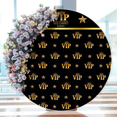 Aperturee - Vip Red Carpet Event Black Round Happy Birthday Backdrop