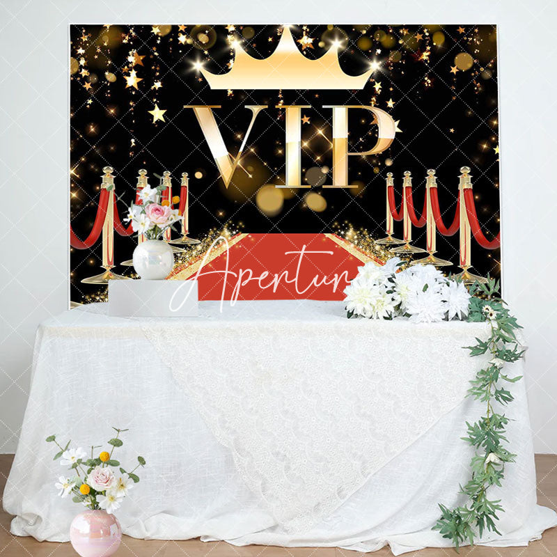 Aperturee - Vip Red Carpet Gold Stars Happy Birthday Backdrop