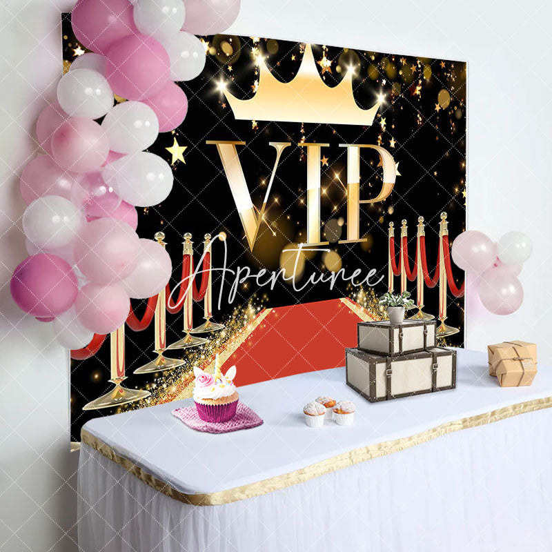 Aperturee - Vip Red Carpet Gold Stars Happy Birthday Backdrop