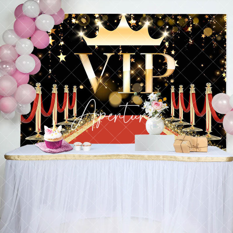 Aperturee - Vip Red Carpet Gold Stars Happy Birthday Backdrop