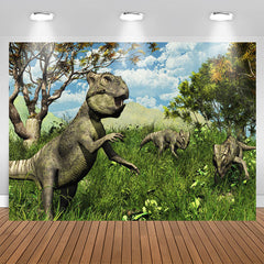 Aperturee - Virgin Forest Dinosaur Birthday Backdrop For Boy