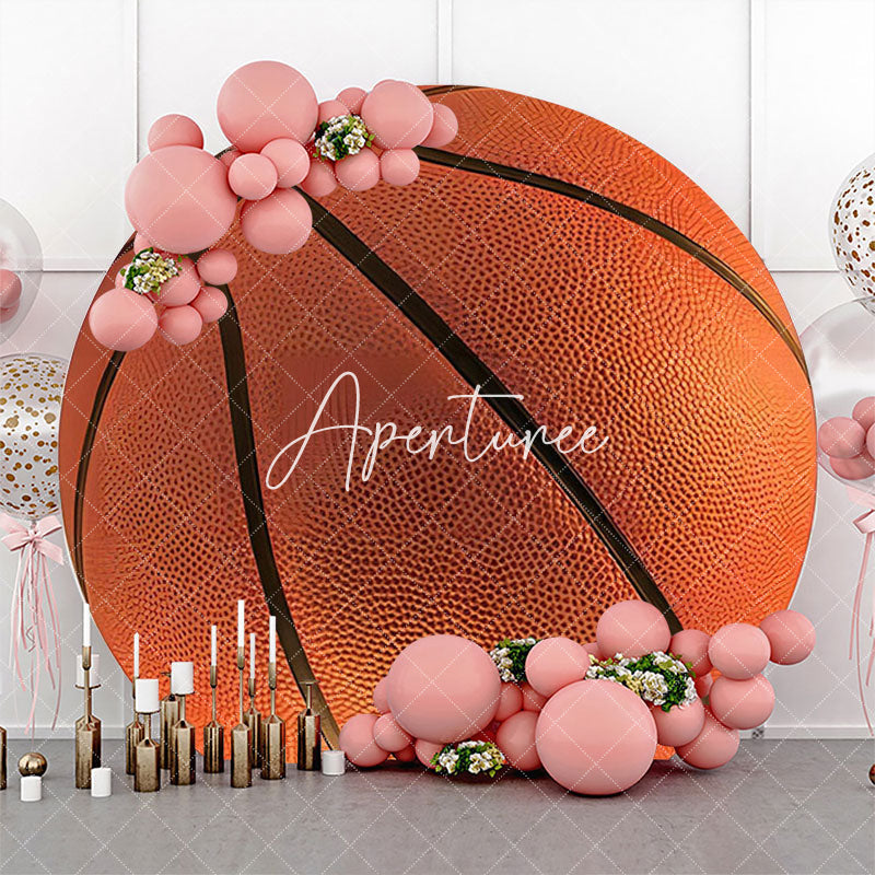 Aperturee - Vivid Basketball Simple Round Backdrop For Birthday