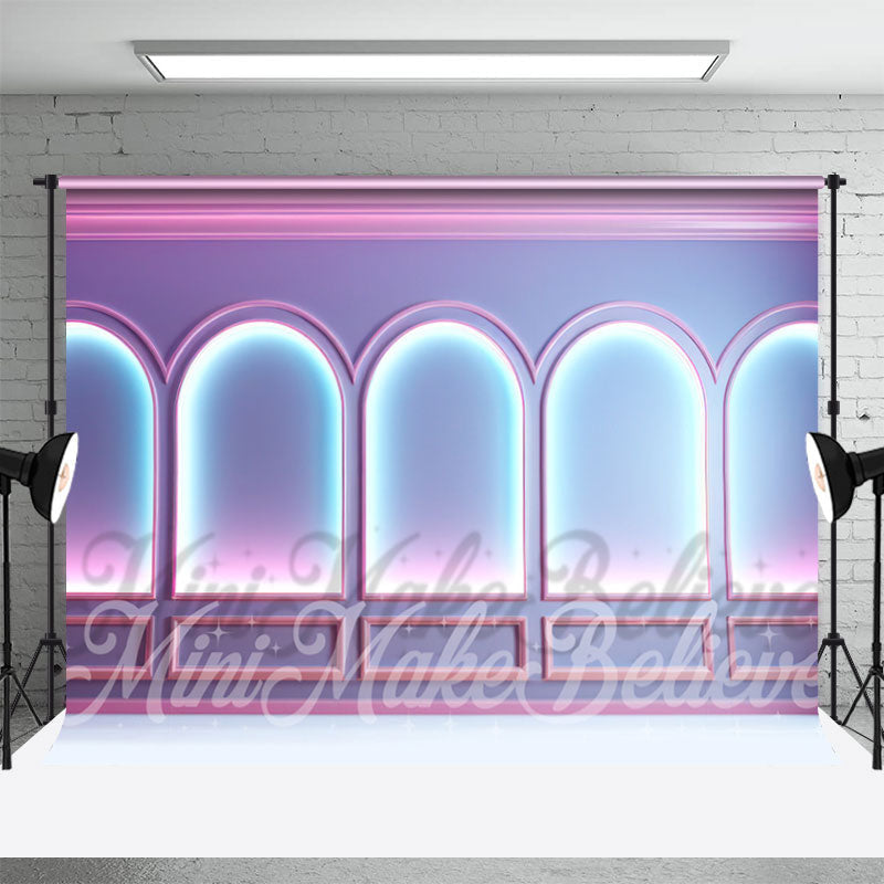 Aperturee - Voguish Purple Pink Neon Arch Retro Wall Backdrop