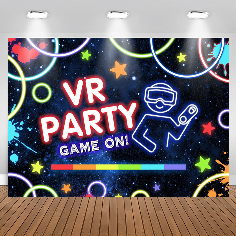 Aperturee - Vr Game On Graffiti Happy Birthday Party Backdrop