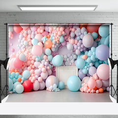 Aperturee - Warm Colorful Balloon Cake Smash Backdrop For Kids