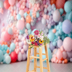 Aperturee - Warm Colorful Balloon Cake Smash Backdrop For Kids