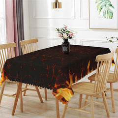 Aperturee - Warm Fireplace Christmas Party Rectangle Tablecloth