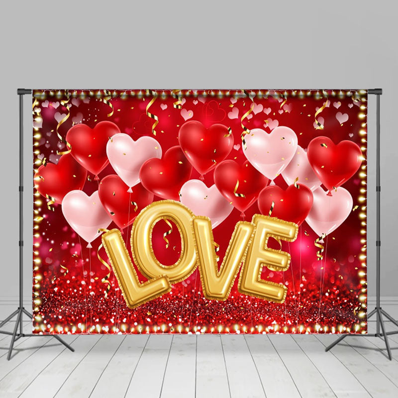 Aperturee - Warm Light Red Heart Balloon Valentines Day Backdrop