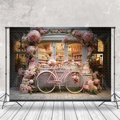 Aperturee - Warm Pink Bike Floral Shop Spring Backdrop For Photo