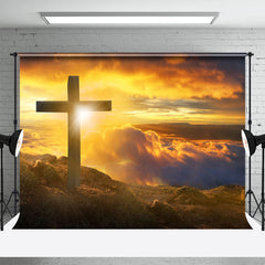 Aperturee - Warm Sun Cross Natural Cloud Mountain Angel Backdrop