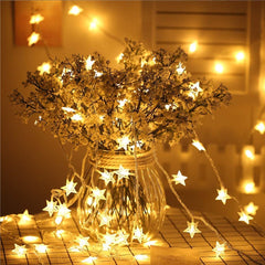 Aperturee - Warm White Battery Operated LED Star String Lights for Party