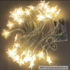 Aperturee - Warm White Battery Operated LED Star String Lights for Party