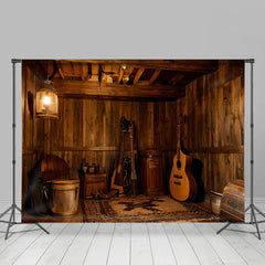 Aperturee - Warm Wood Room Guitar Photo Architecture Backdrop