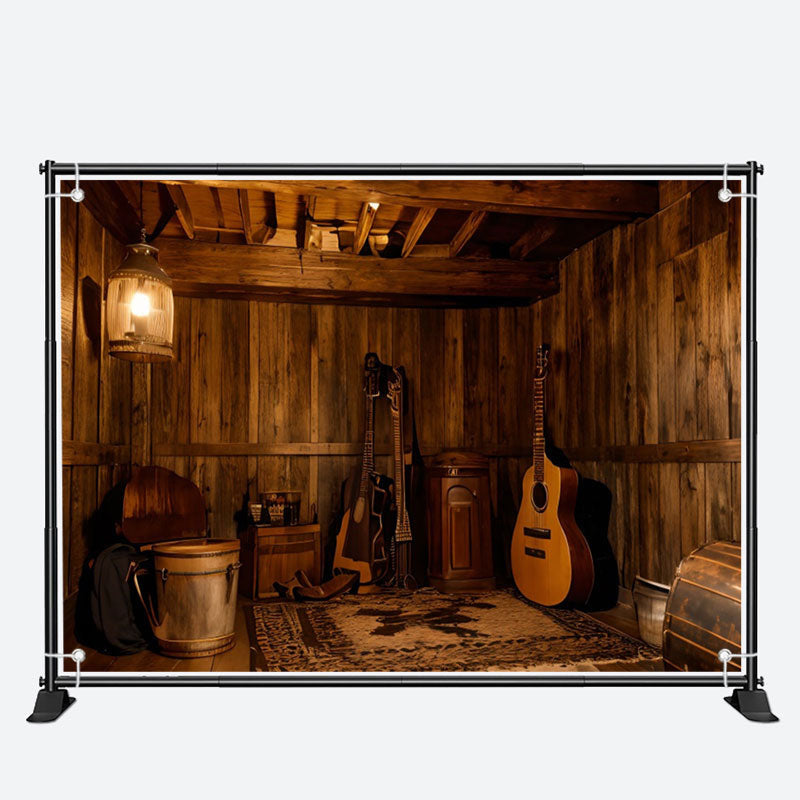 Aperturee - Warm Wood Room Guitar Photo Architecture Backdrop