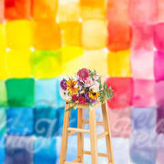 Aperturee - Watercolor Colorblock Cake Smash Photograph Backdrop