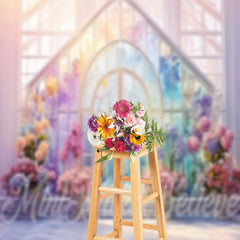 Aperturee - Watercolor Floral Glass Architectural Photo Backdrop