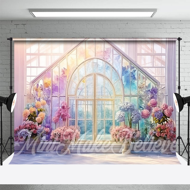 Aperturee - Watercolor Floral Glass Architectural Photo Backdrop