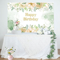 Aperturee - Watercolor Floral Green Leaves Birthday Backdrop