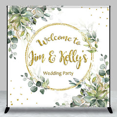 Aperturee - Watercolor Green Leaves Custom Wedding Backdrop