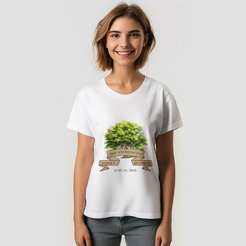 Aperturee - Watercolor Green Tree Family Reunion Custom T-Shirt