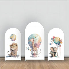 Aperturee - Watercolor Hot Air Balloon Animals Arch Backdrop Kit