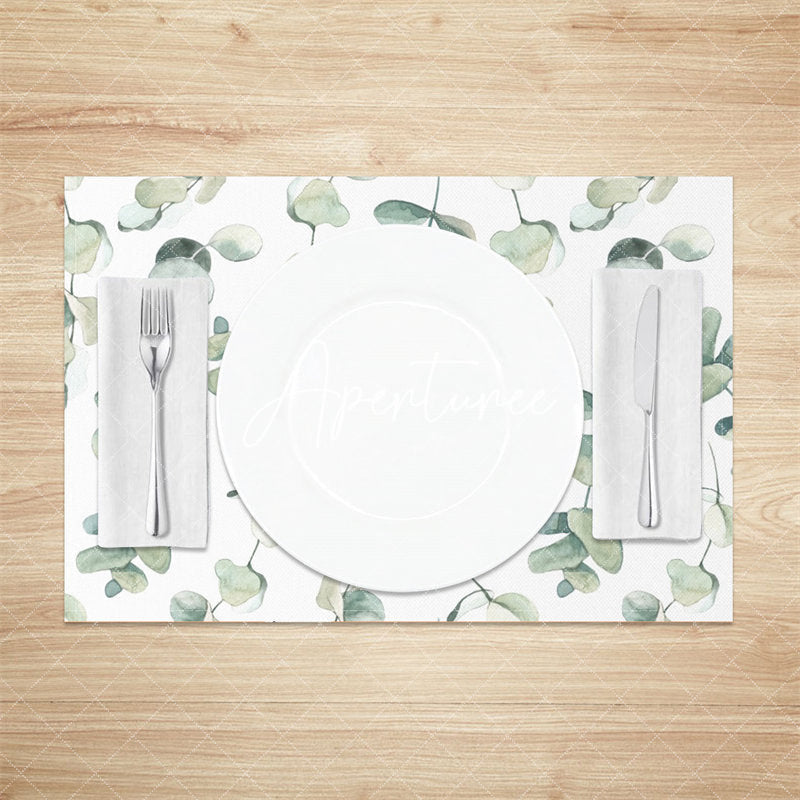 Aperturee - Watercolor Leaves Seamless Dining Set Of 4 Placemats