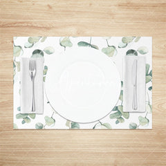 Aperturee - Watercolor Leaves Seamless Dining Set Of 4 Placemats