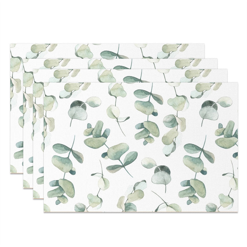 Aperturee - Watercolor Leaves Seamless Dining Set Of 4 Placemats