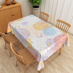 Aperturee - Watercolor Round Golden Dots Rectangle Tablecloth