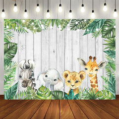 Aperturee - Watercolor Safari Animals Backdrops for Baby Shower