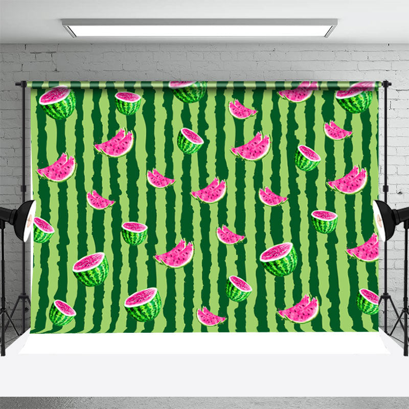 Aperturee - Watermelon Stripe Flesh Birthday Backdrop For Photo