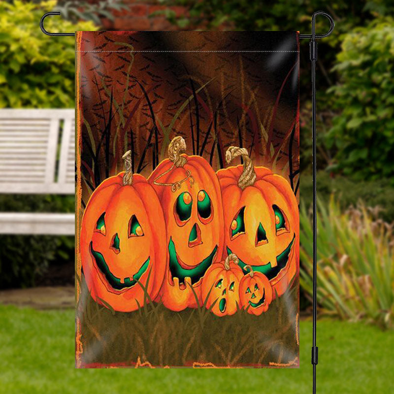 Aperturee - Waterproof Grass Pumpkins Yard Flag For Halloween Decor