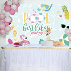 Aperturee - Waterwave Summer Holiday Pool Birthday Party Backdrop