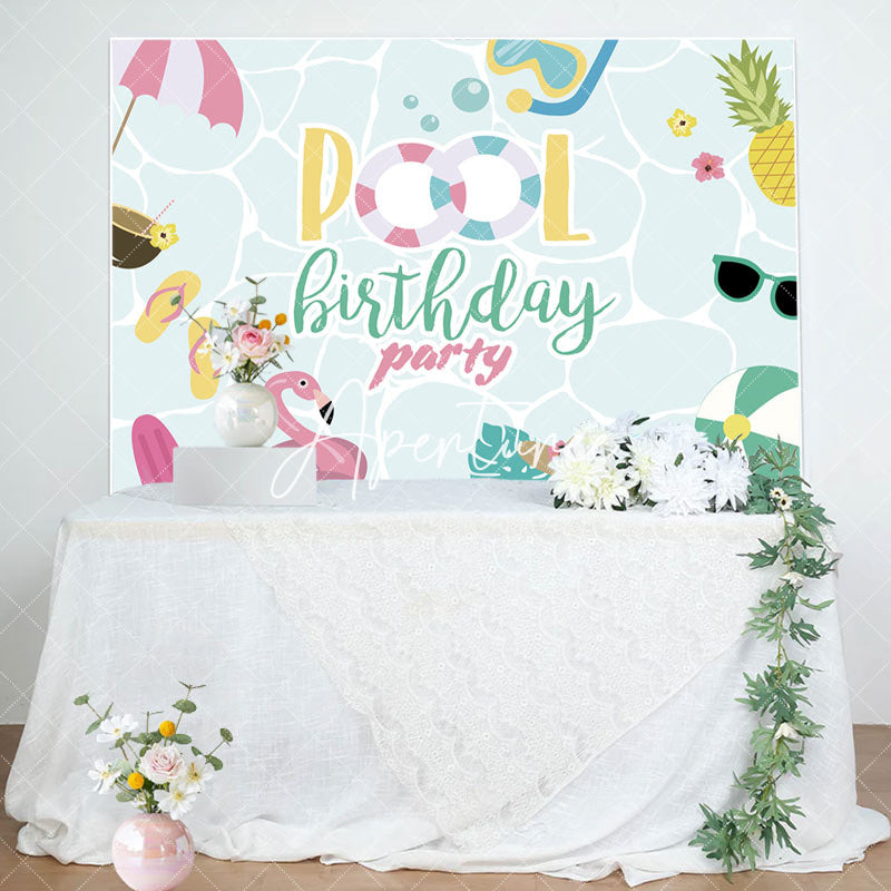 Aperturee - Waterwave Summer Holiday Pool Birthday Party Backdrop