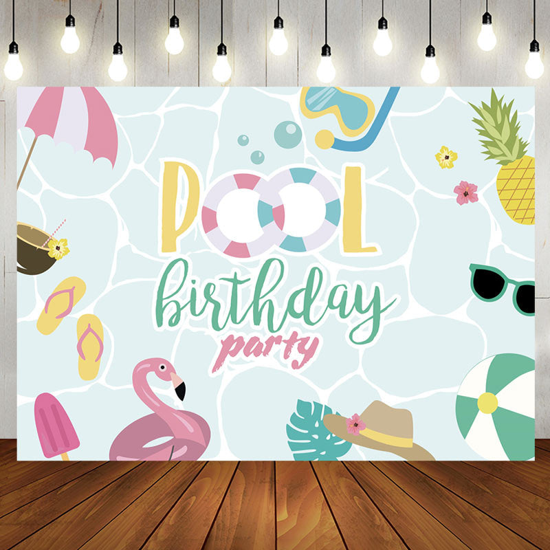 Aperturee - Waterwave Summer Holiday Pool Birthday Party Backdrop