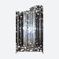 Aperturee - Wavy Black Silver Sparkle Dance Party Arch Backdrop