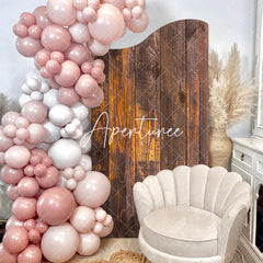 Aperturee - Wavy Vintage Brown Wood Grain Party Arch Backdrop