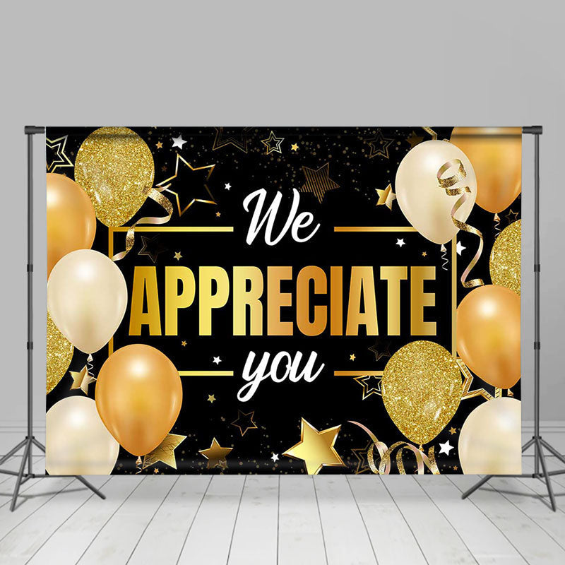 Aperturee - We Appreciate You Golden Balloon Retirement Backdrop