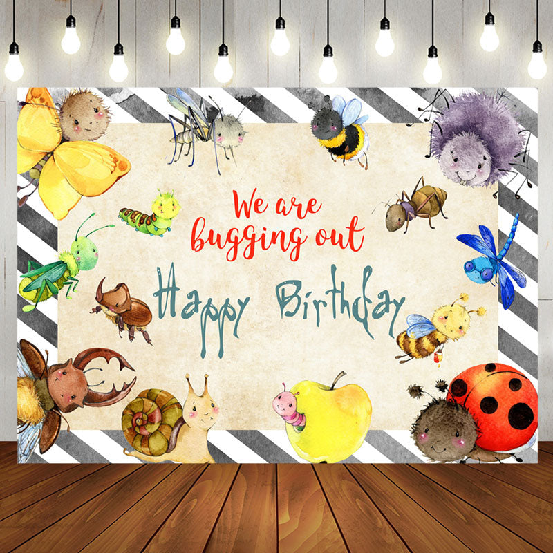 Aperturee - We Are Bugging Out Cartoon Insect Birthday Backdrop