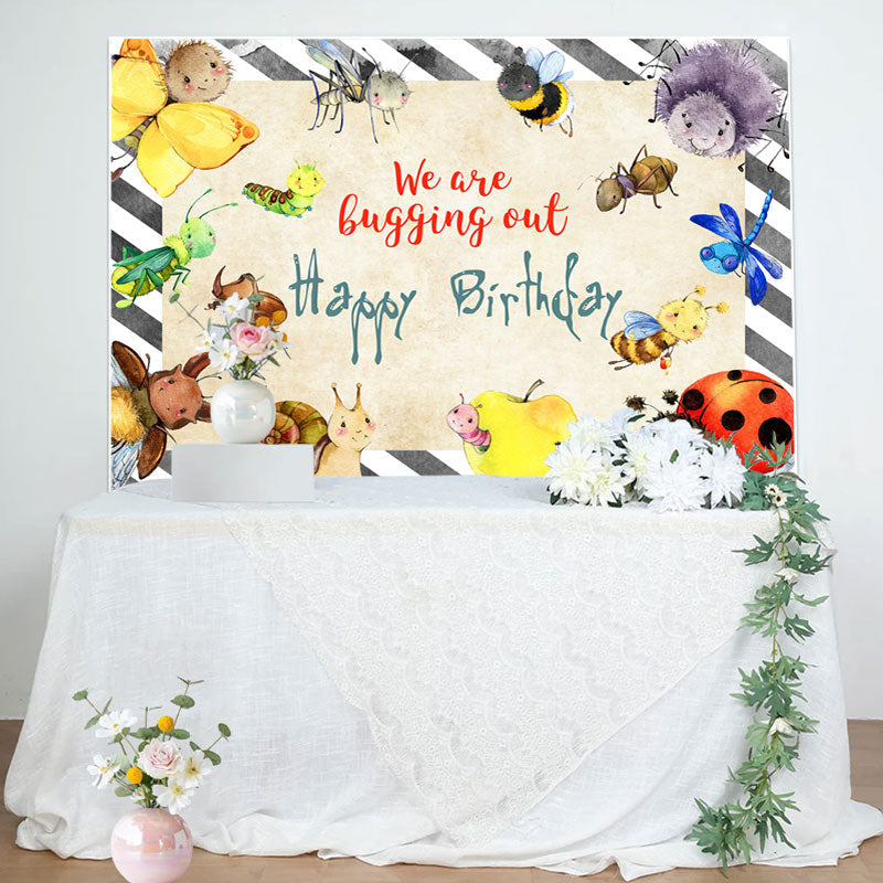 Aperturee - We Are Bugging Out Cartoon Insect Birthday Backdrop