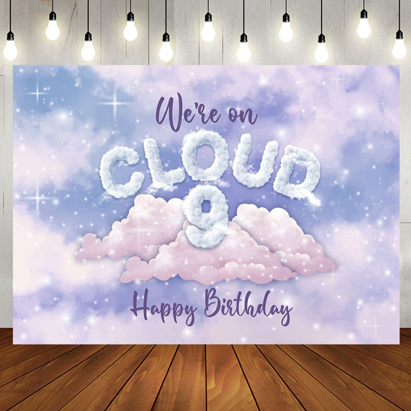 Aperturee - We Are On Cloud Dreamy Purple 9th Birthday Backdrop