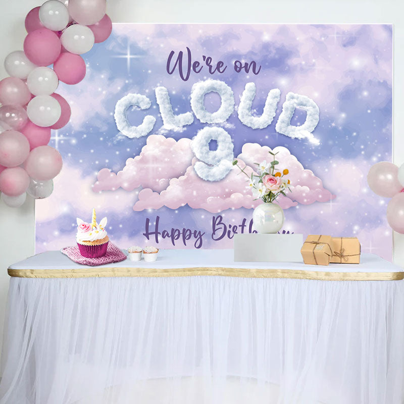 Aperturee - We Are On Cloud Dreamy Purple 9th Birthday Backdrop