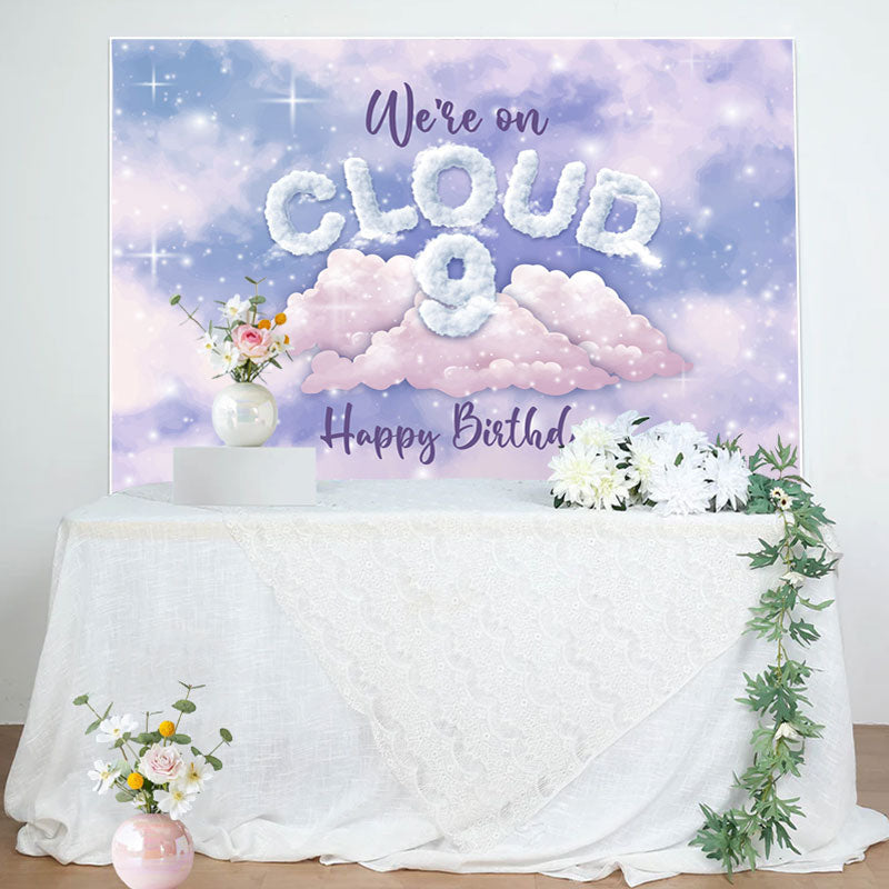 Aperturee - We Are On Cloud Dreamy Purple 9th Birthday Backdrop