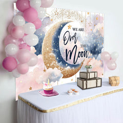 Aperturee - We Are Over Moon Cloud Twins Baby Shower Backdrop