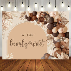 Aperturee - We Can Bearly Wait Brown Balloons Baby Shower Backdrop