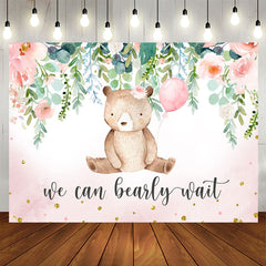 Aperturee - We Can Bearly Wait Pink Floral Baby Shower Backdrop