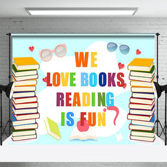 Aperturee - We Love Books Reading Is Fun World Book Day Backdrop